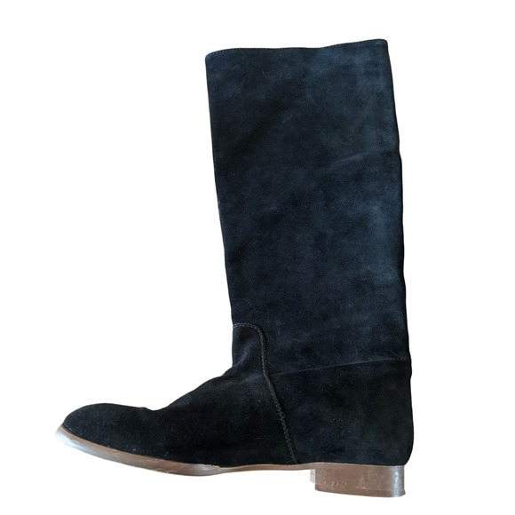 J. Crew Black Knee Boots beautiful Suede with Leather lining Gently Used - Picture 1 of 11